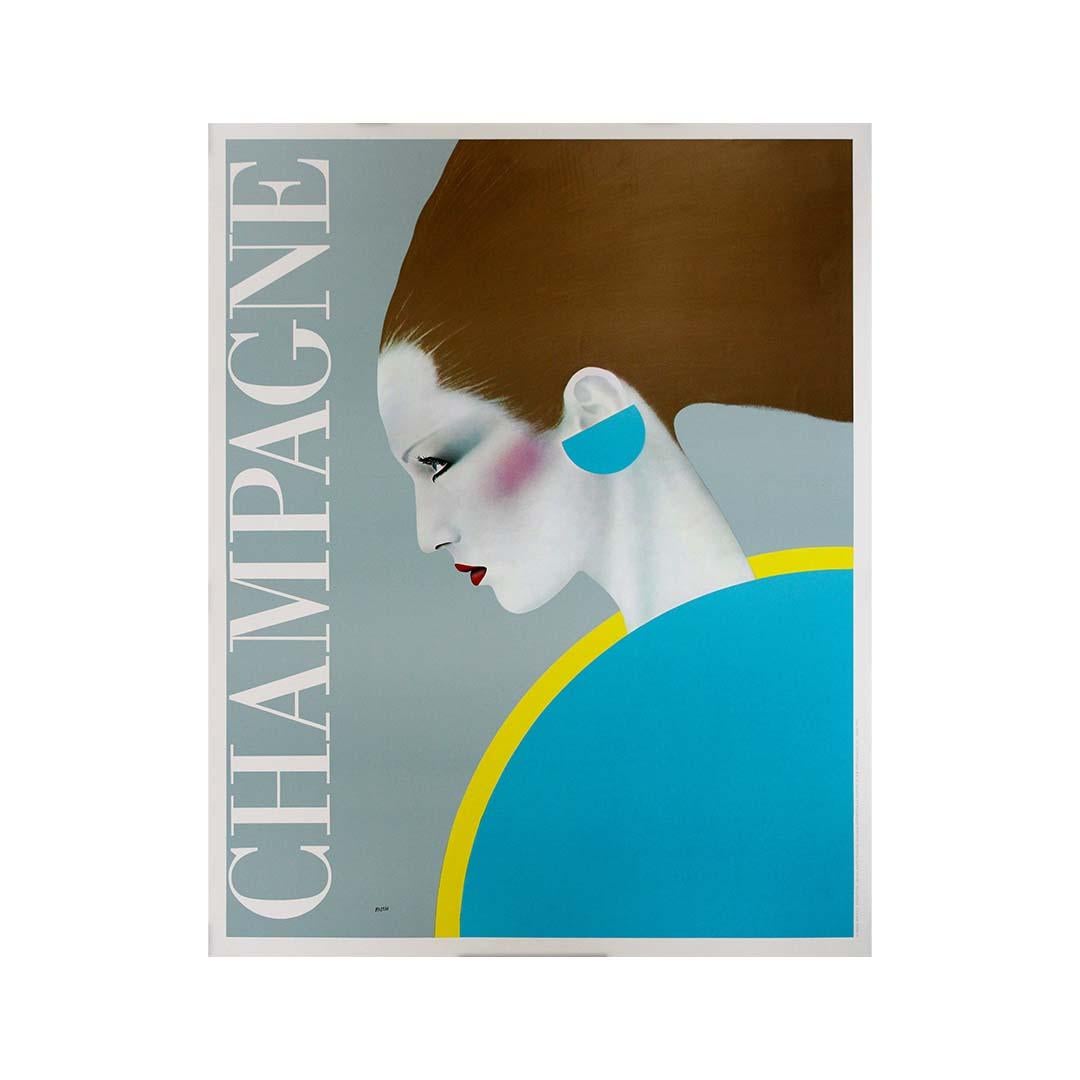 1981 travel poster Champagne by the renowned artist Razzia For Sale 2