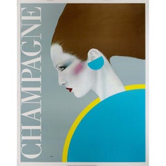 Vintage 1981 travel poster Champagne by the renowned artist Razzia