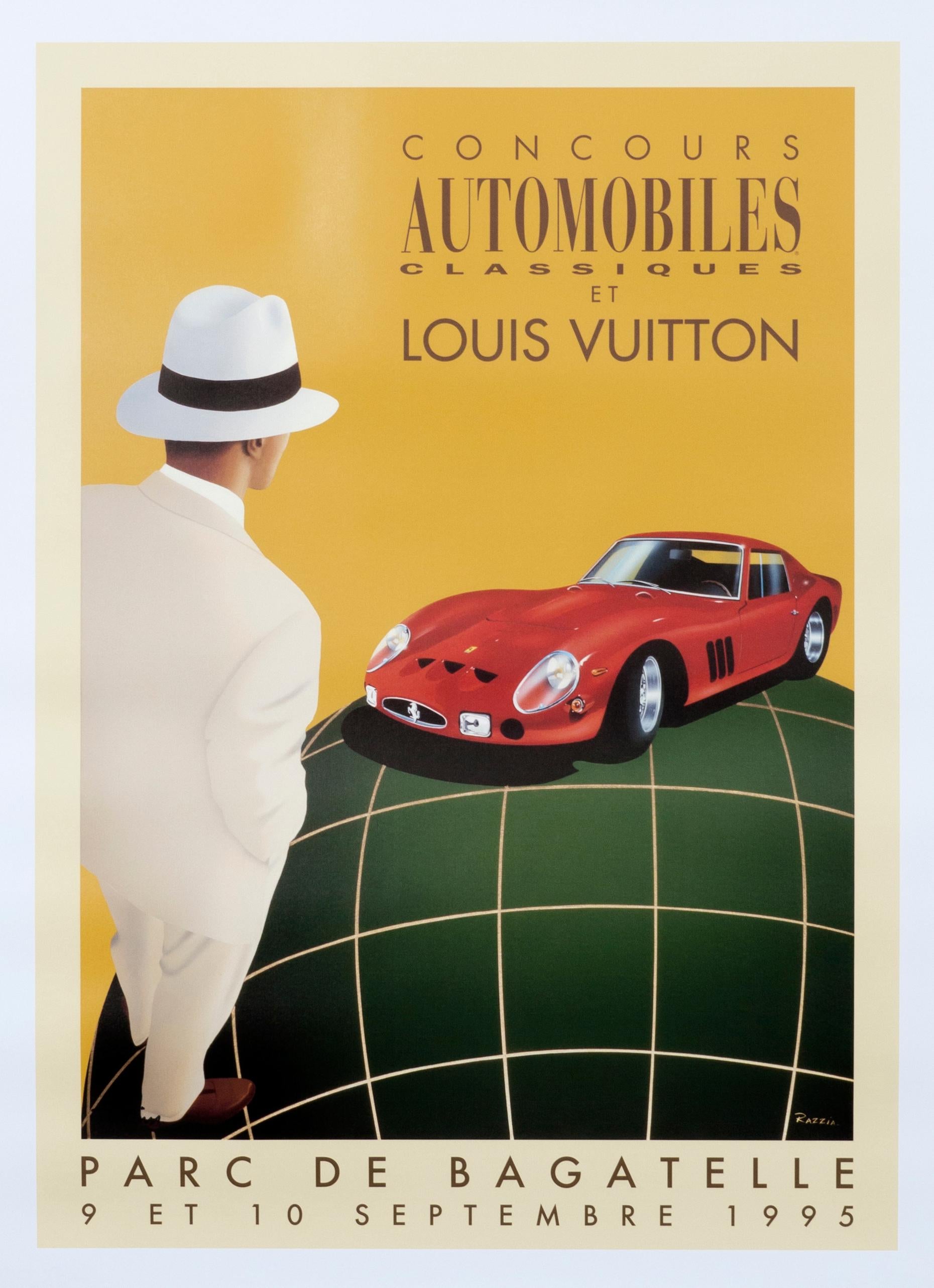 Figurative Print Razzia (Gérard Courbouleix–Dénériaz) - Affiche d'événement automobile vintage « Concours Automobiles Classiques et Louis Vuitton » (cours automobiles classiques et Louis Vuitton)