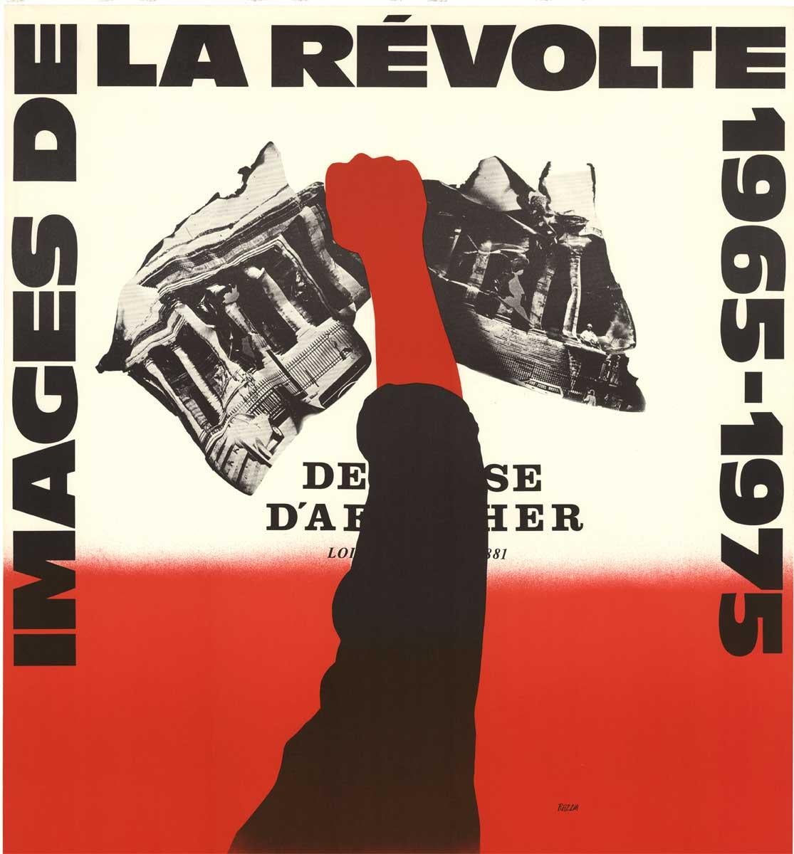 Images de la Revolte 1965-1975, handsigniertes originales französisches Vintage-Poster (Rot), Print, von Razzia (Gérard Courbouleix–Dénériaz)