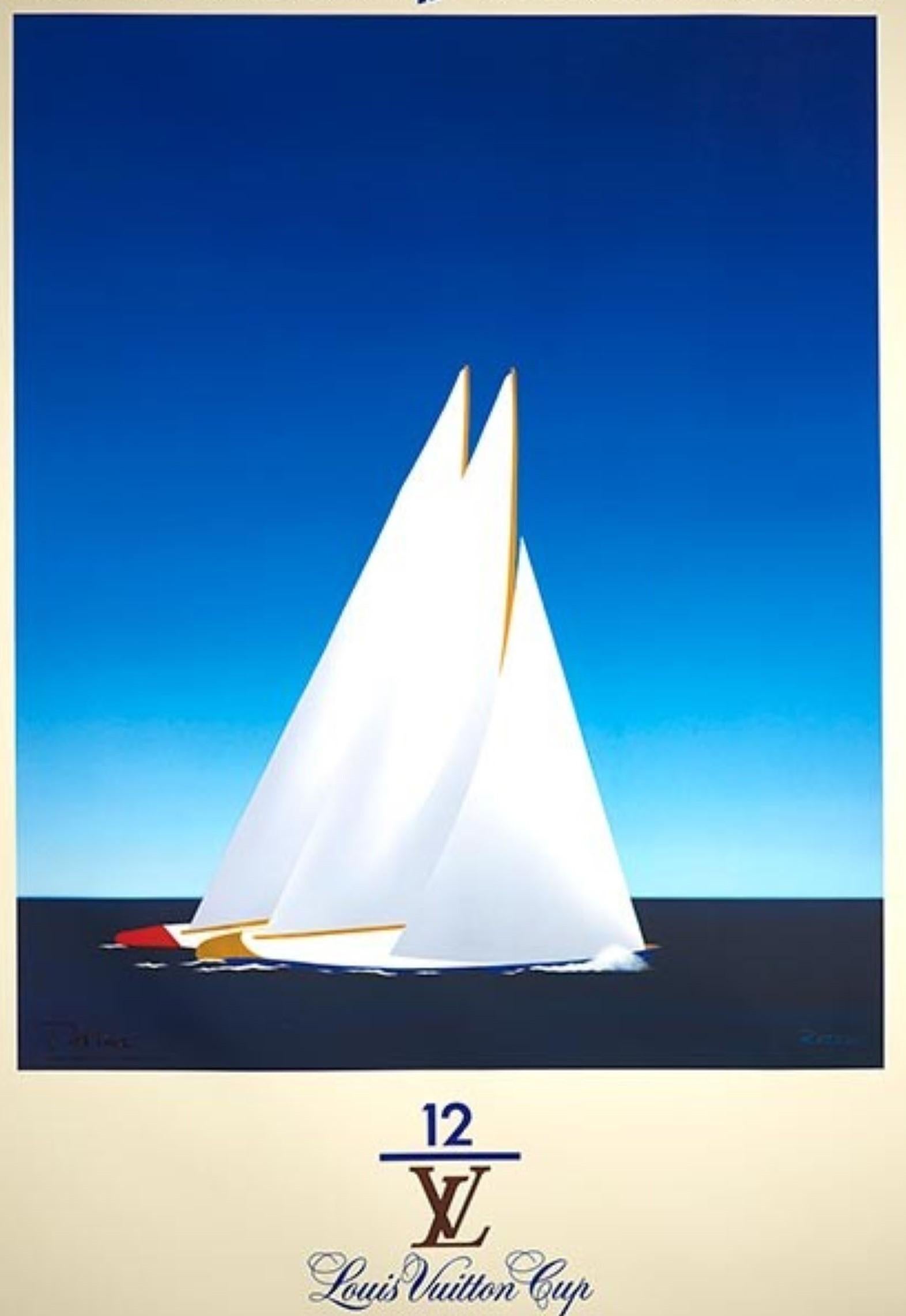 Louis Vuitton Cup 1987 hand signed original (Gerard Courbouleix) - Print by Razzia (Gérard Courbouleix–Dénériaz)