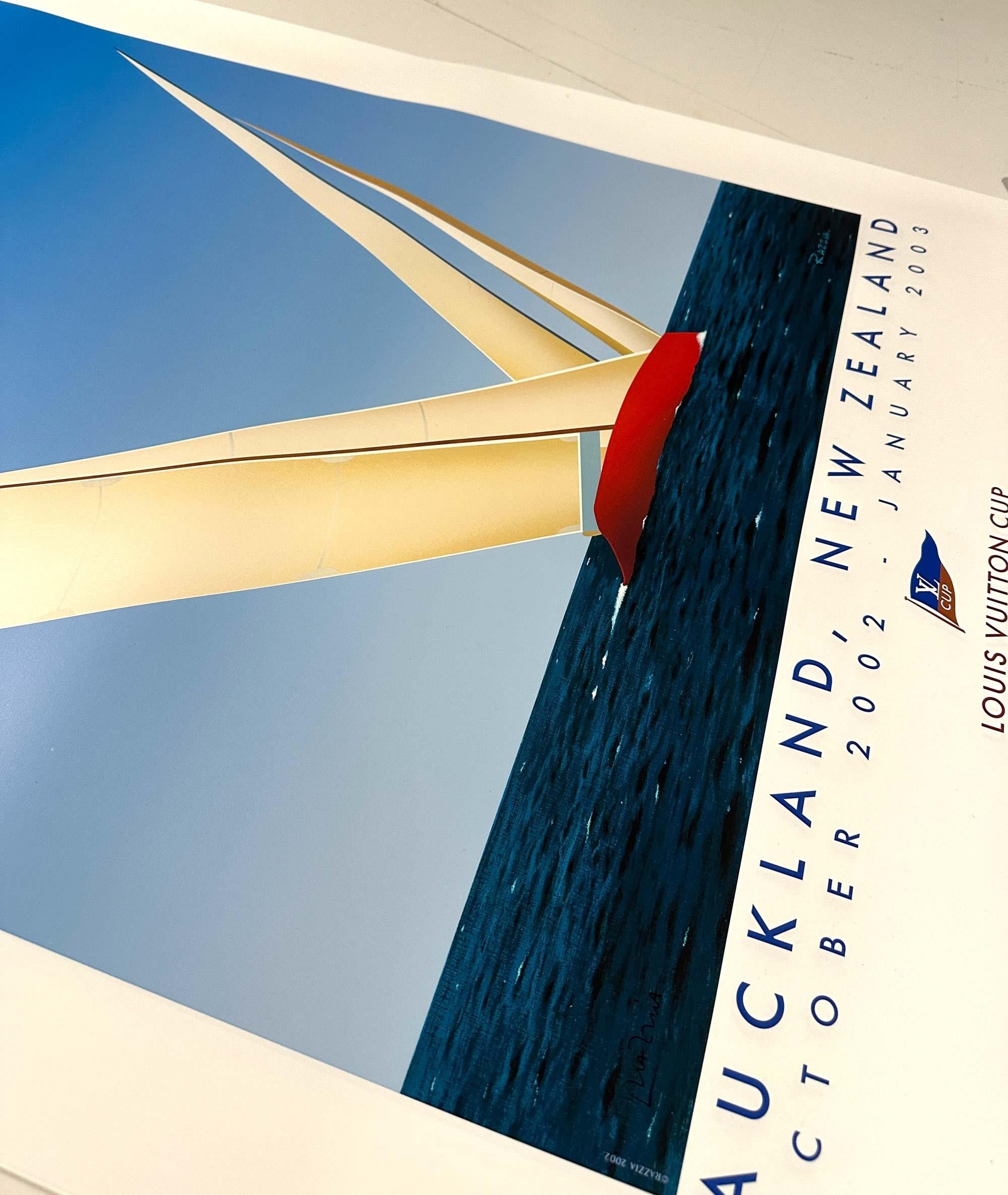 Louis Vuitton Cup 2003 Auckland hand signed original (Gerard Courbouleix) - Contemporary Print by Razzia (Gérard Courbouleix–Dénériaz)