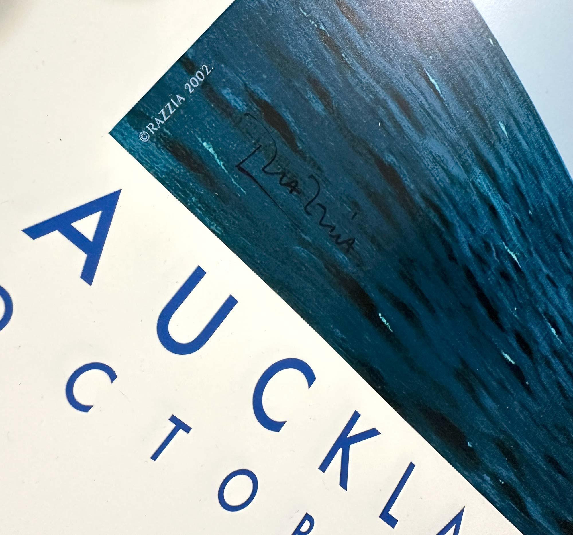 Louis Vuitton Cup 2003 Auckland hand signed original (Gerard Courbouleix) - Blue Figurative Print by Razzia (Gérard Courbouleix–Dénériaz)