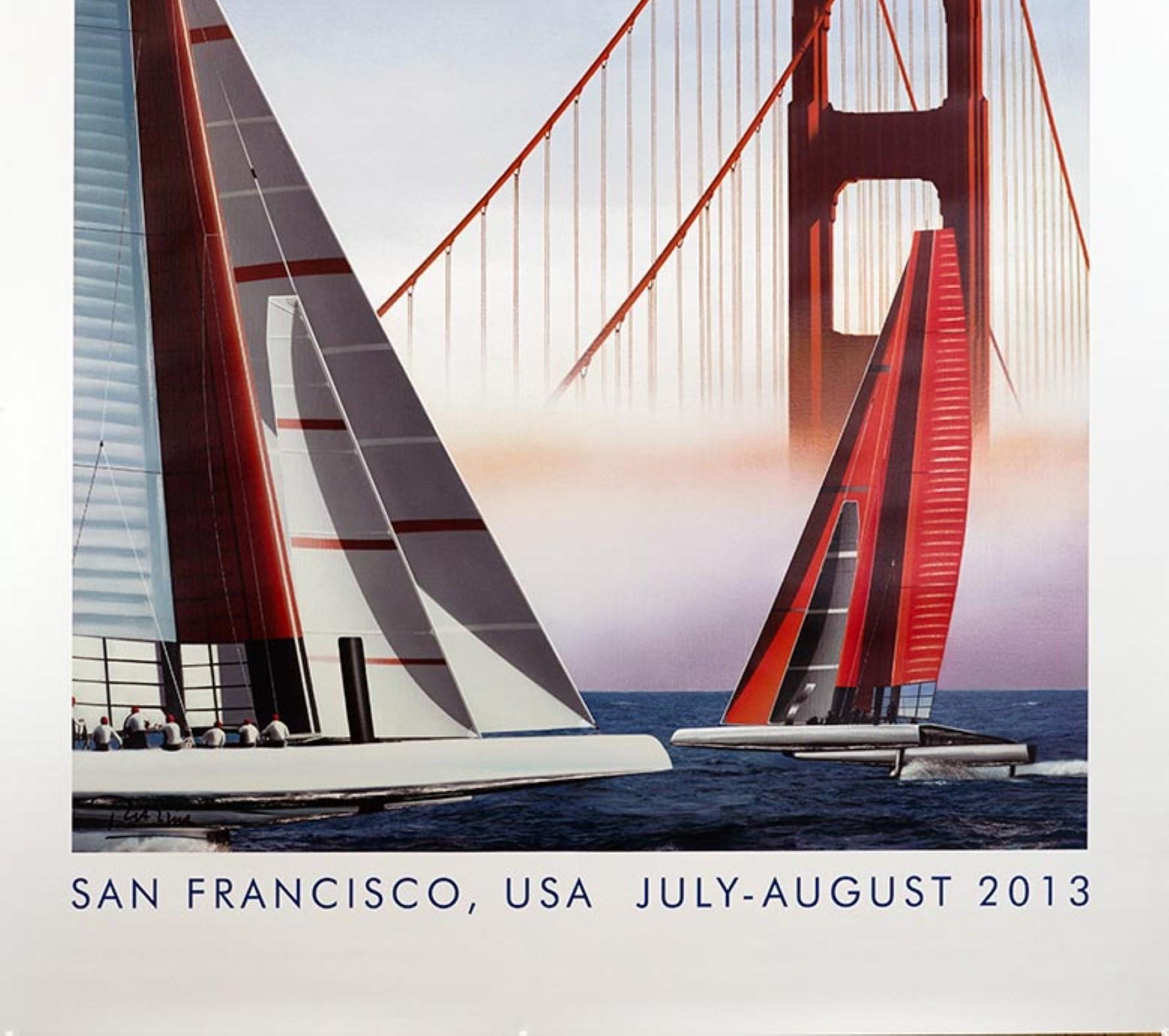 Louis Vuitton Cup 2013 hand signed original (Gerard Courbouleix) - Gray Figurative Print by Razzia (Gérard Courbouleix–Dénériaz)