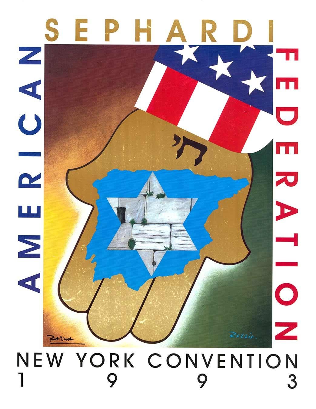Print de Razzia (Gérard Courbouleix–Dénériaz) - Cartel original firmado a mano de la Convención de la Federación Sefardí Americana de Nueva York