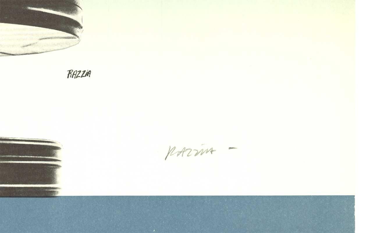 Affiche française originale de la Cinémathèque, signée à la main et en édition limitée, 1982 - Bleu Figurative Print par Razzia (Gérard Courbouleix–Dénériaz)