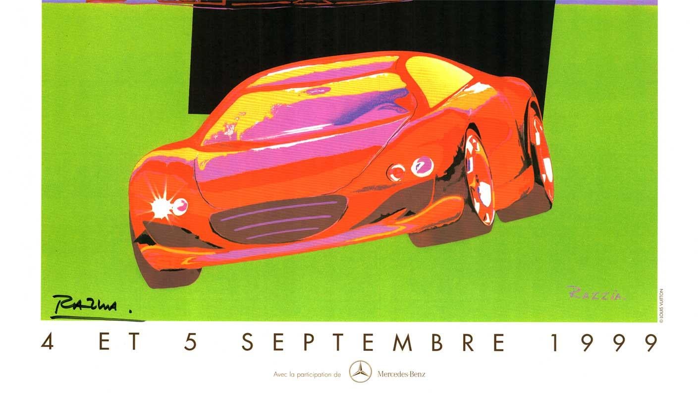 Affiche originale Concours Automobiles Classiques et Louis Vuitton - Modernisme américain Print par Razzia (Gérard Courbouleix–Dénériaz)