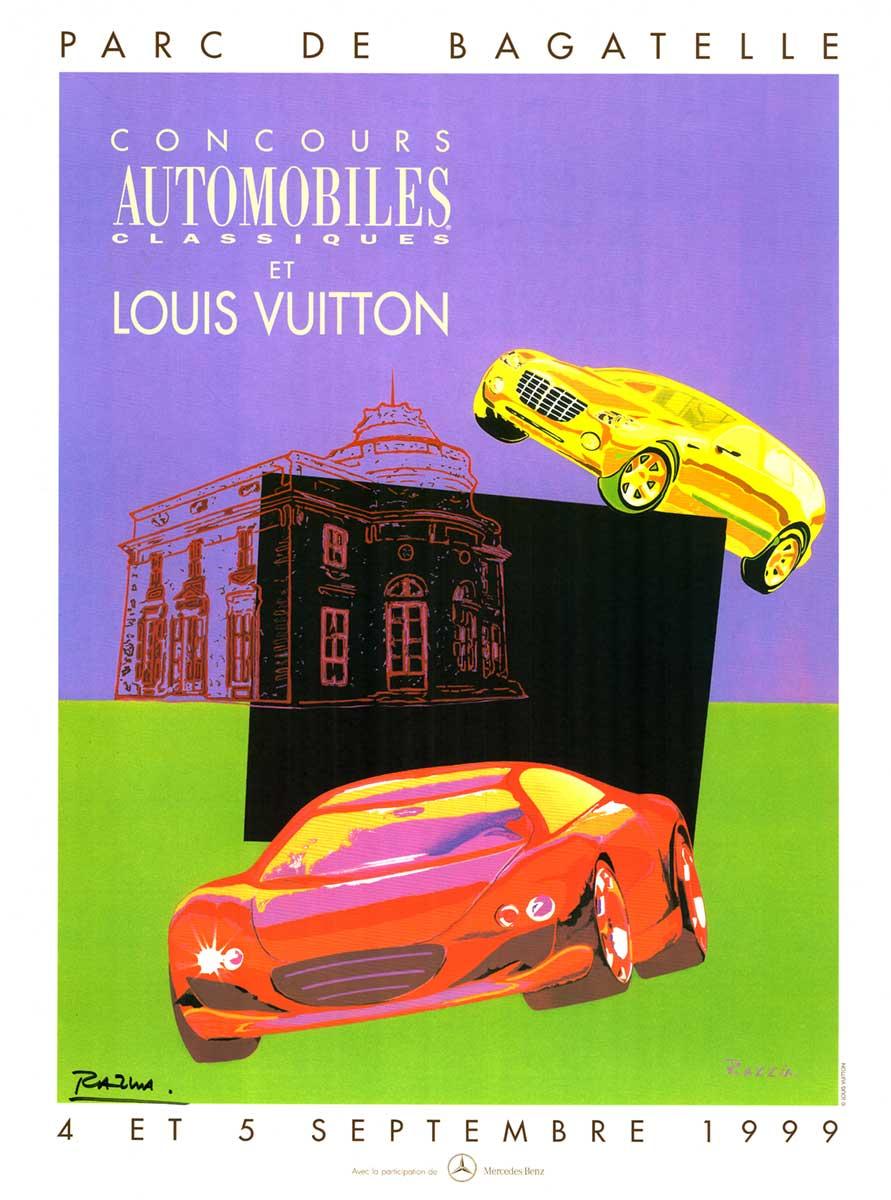 Original signiertes Originalplakat Concours Automobiles Classiques et Louis Vuitton