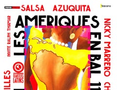 Original Les Ameriques En Bal - Salsa Azuquita hand signed vintage poster