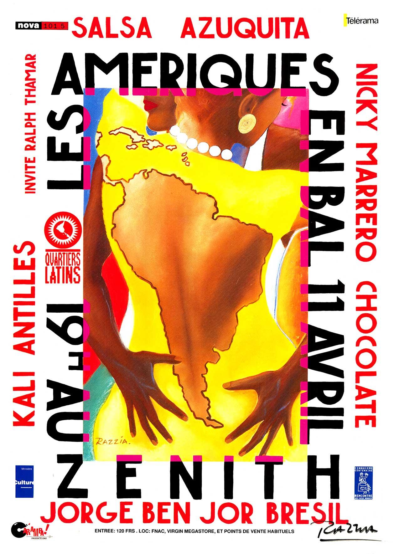 Les Américains en Bal  - Affiche vintage signée à la main Salsa Azuquita