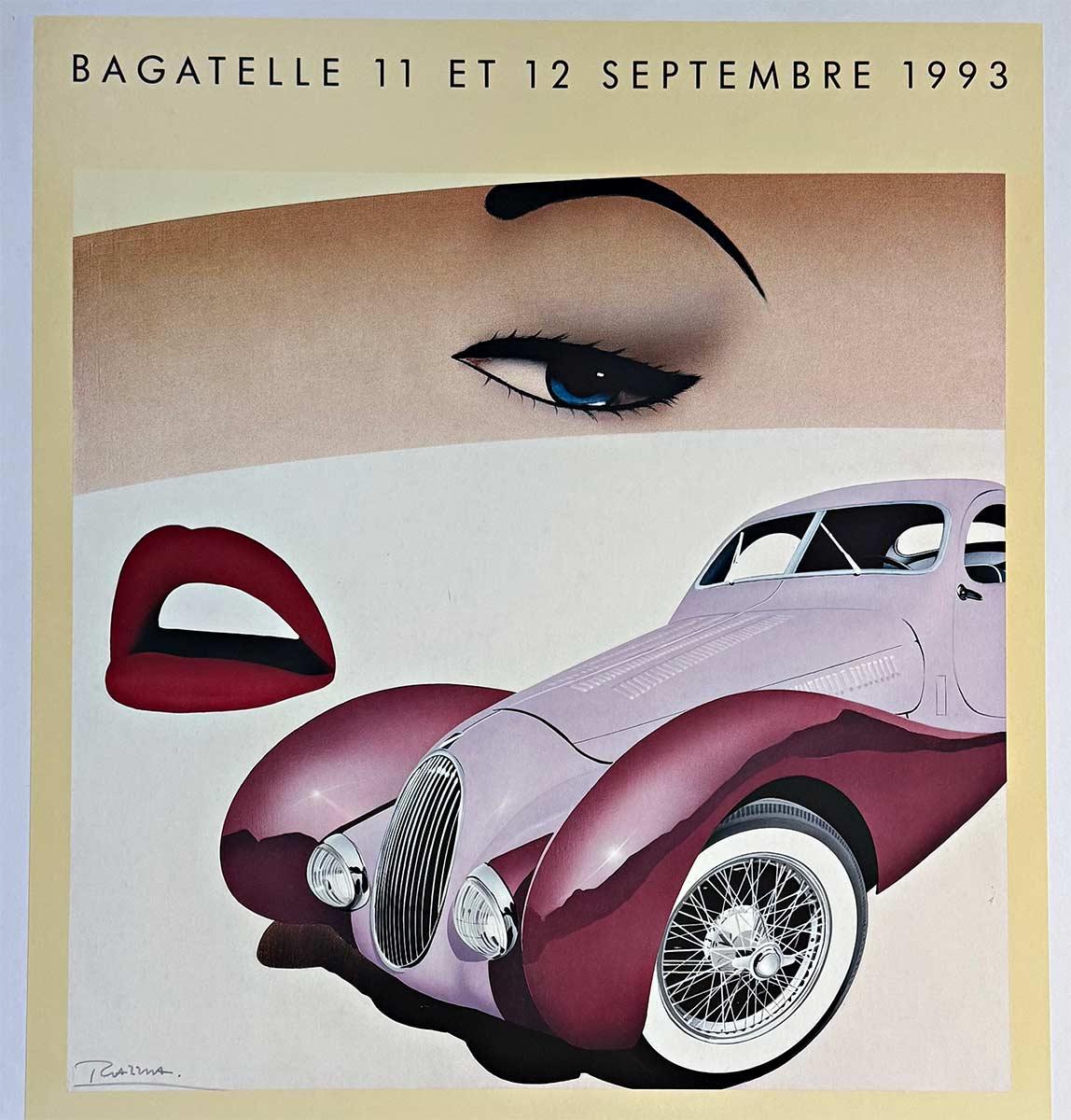 Affiche originale Louis Vuiotton Concours Automobiles Classiques Bagatelle 1993 - Print de Razzia (Gérard Courbouleix–Dénériaz)