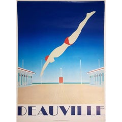 Affiche originale réalisée par Razzia - Deauville, Normandie - Le plongeur