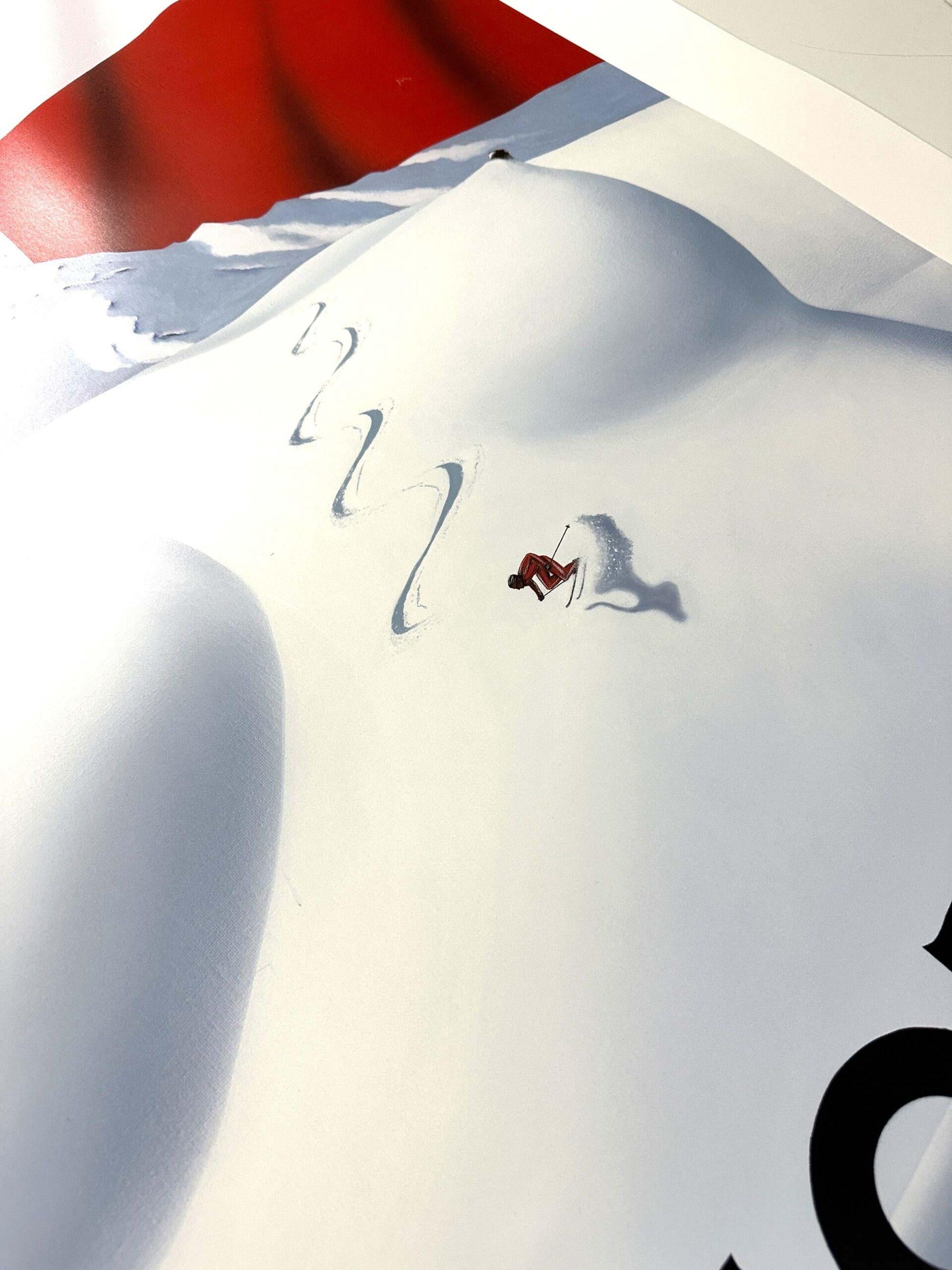 St Moritz ski poster by Razzia - Gray Figurative Print by Razzia (Gérard Courbouleix–Dénériaz)