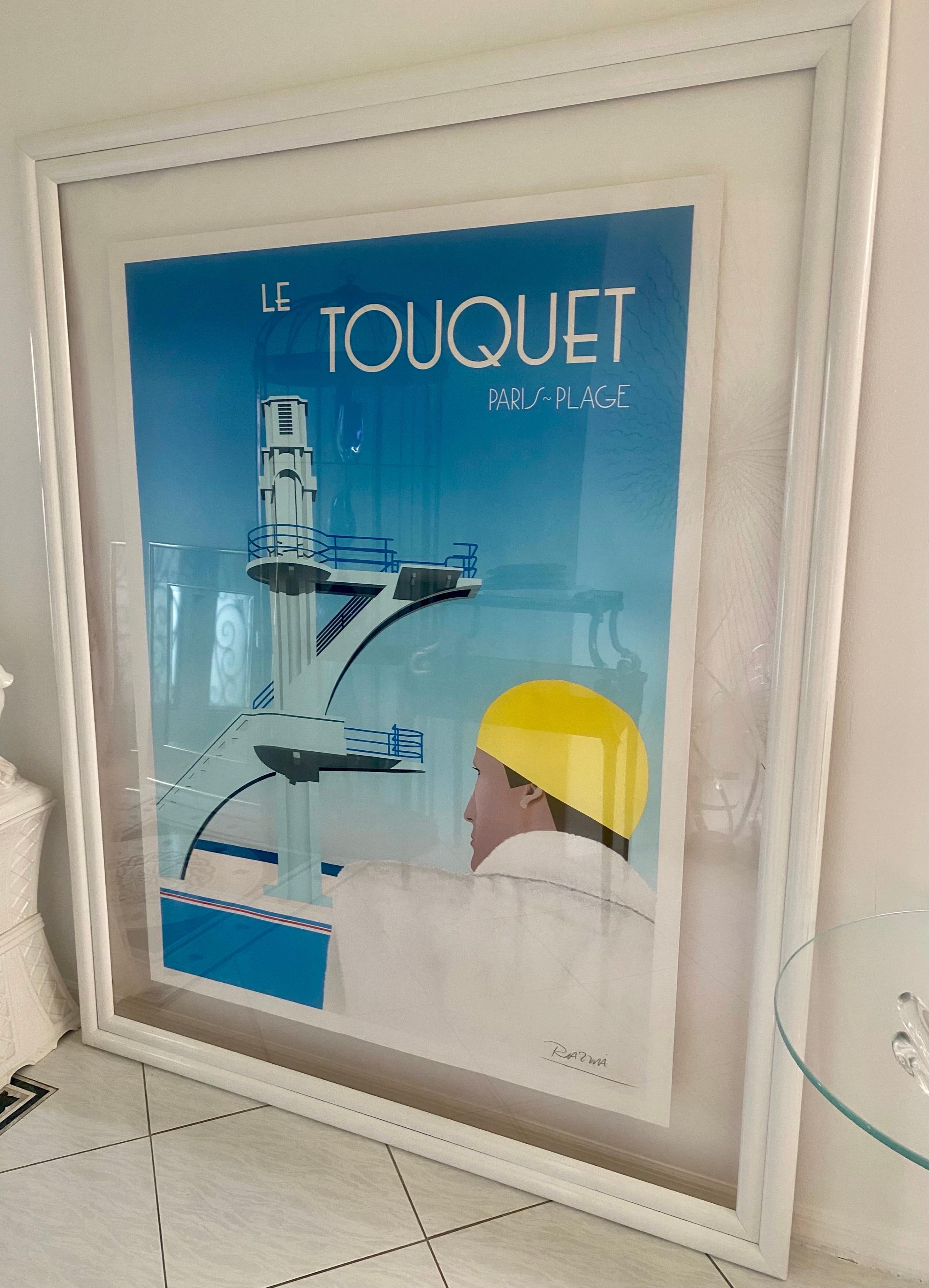 Razzia, affiche originale encadrée signée à la main, Le Touquet Paris-Plage, Art déco en vente 4