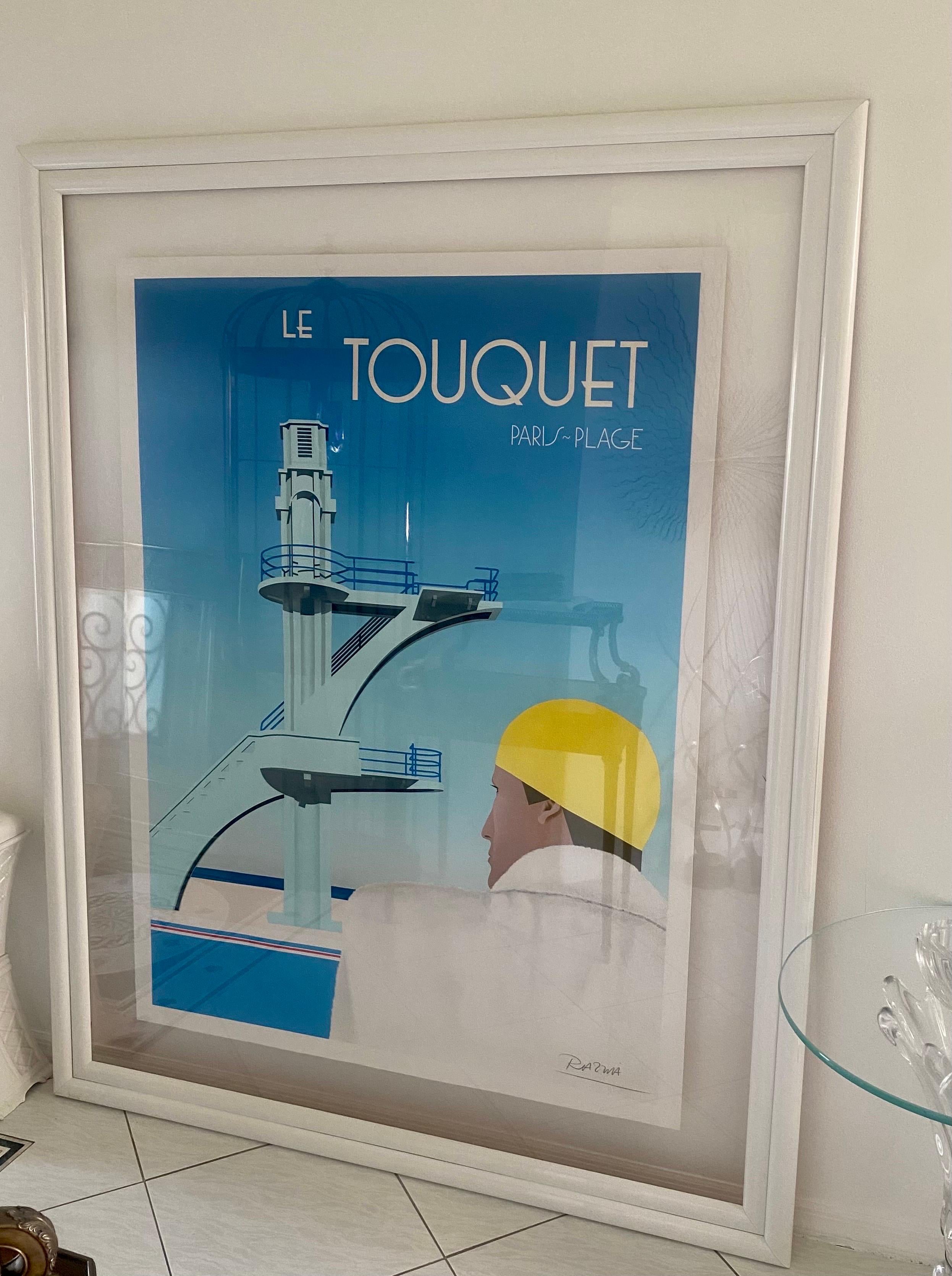 Français Razzia, affiche originale encadrée signée à la main, Le Touquet Paris-Plage, Art déco en vente