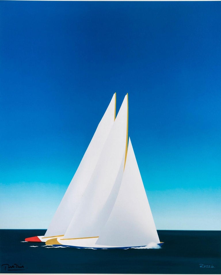 Razzia, Original Louis Vuitton Cup Sailing Poster, Perth Australia, Yacht,  1986