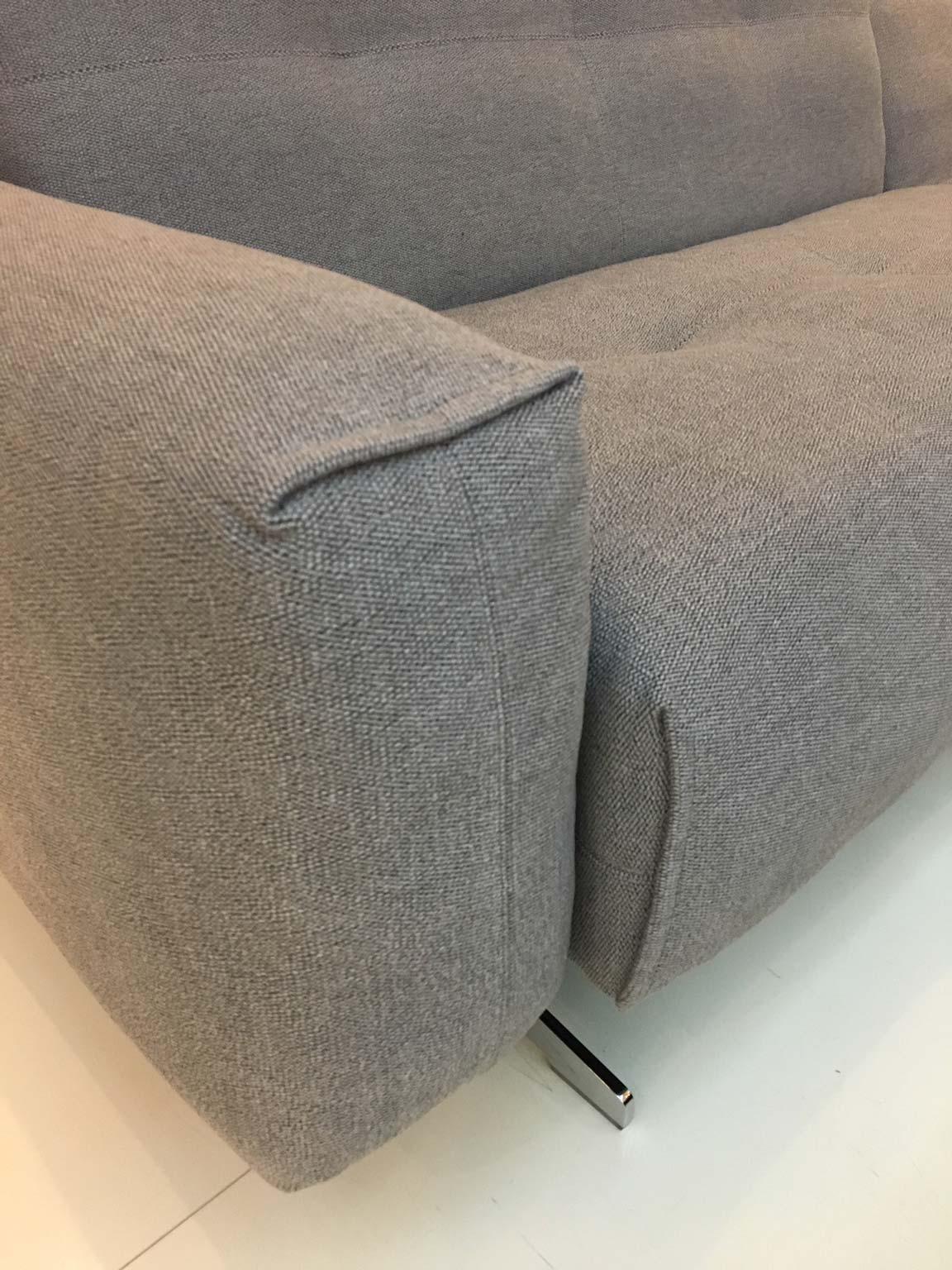 German RB 50 Grey Fabric 2-Piece Sectional Sofa with Polished Chrome Legs by Rolf Benz