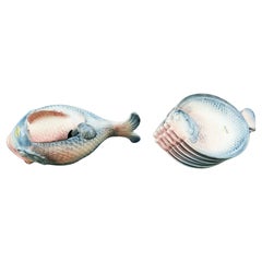 RB Blanche - Service de table six pièces avec louche en forme de poisson