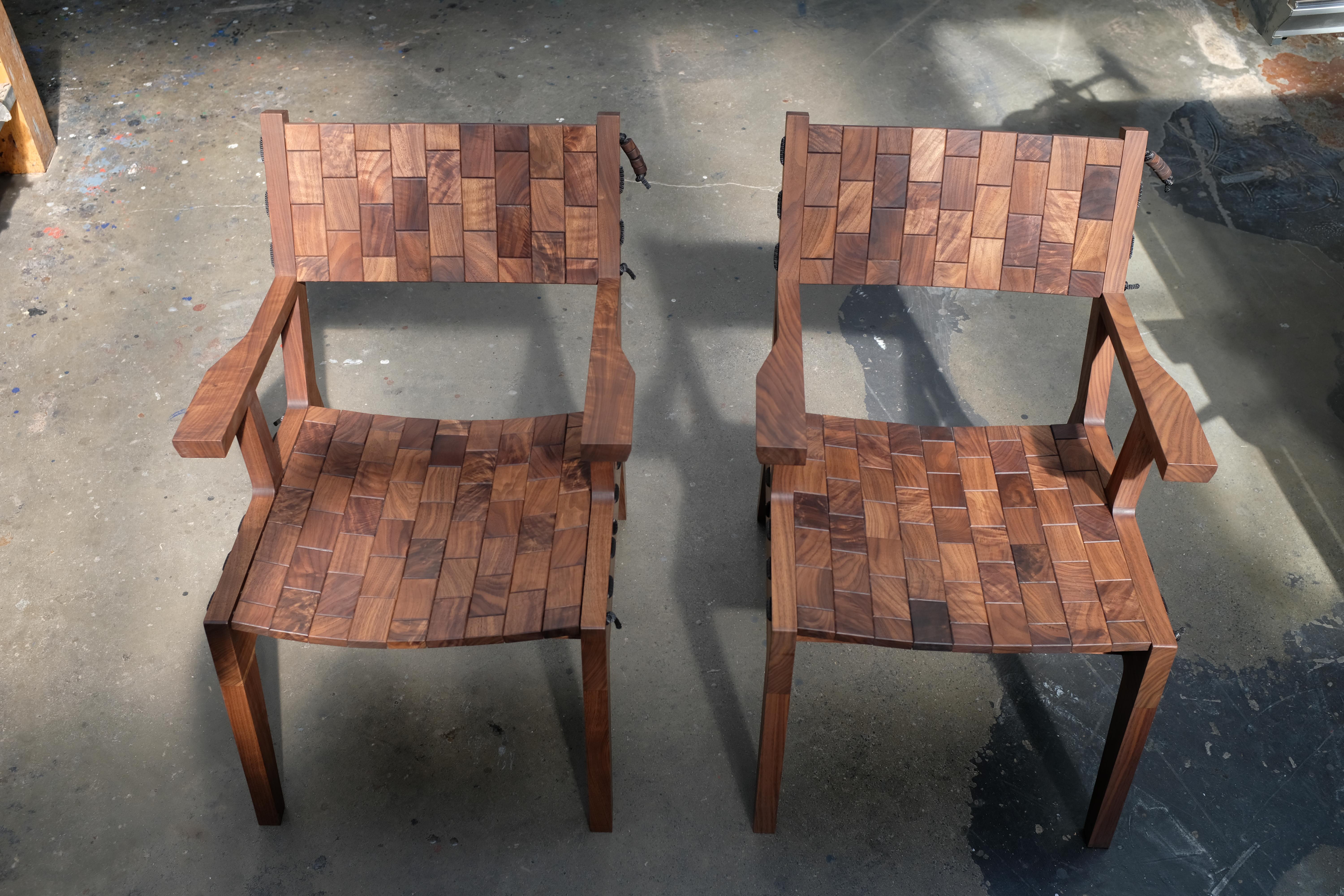 Rb Easy Chairs, Modern Lounge Chair Handcrafted in Walnut, Pair In New Condition For Sale In St. Paul, MN