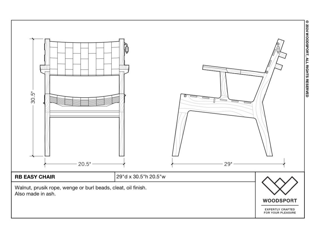 Contemporary Rb Easy Chairs, Modern Lounge Chair Handcrafted in Walnut, Pair For Sale