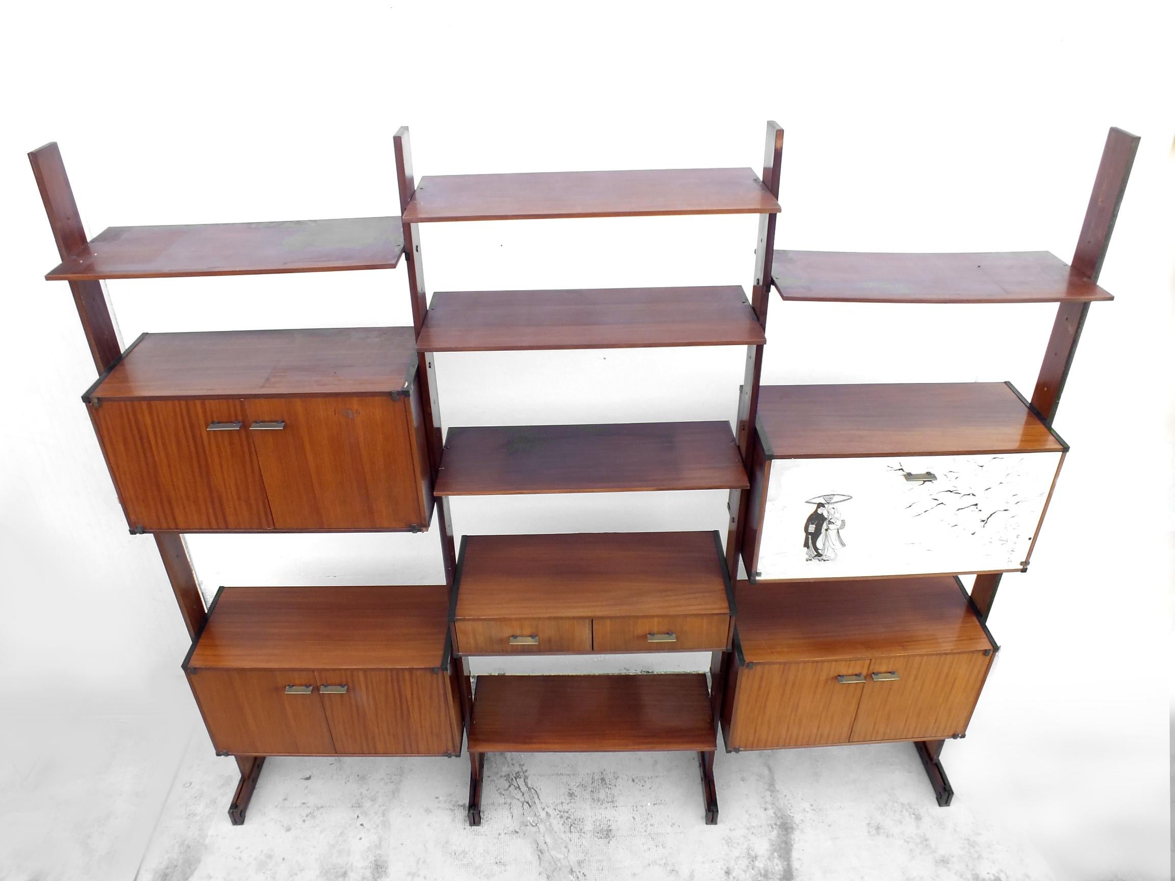 Italian RB Italy production years '50 refined bookcase design teak For Sale
