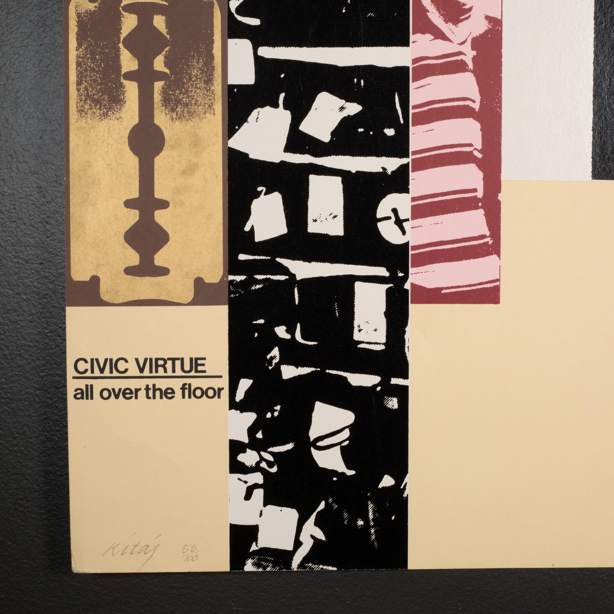 Britannico I. A. B. Kitaj, Virtù civica su tutto il pavimento, 53/100, serigrafia, 1967 in vendita