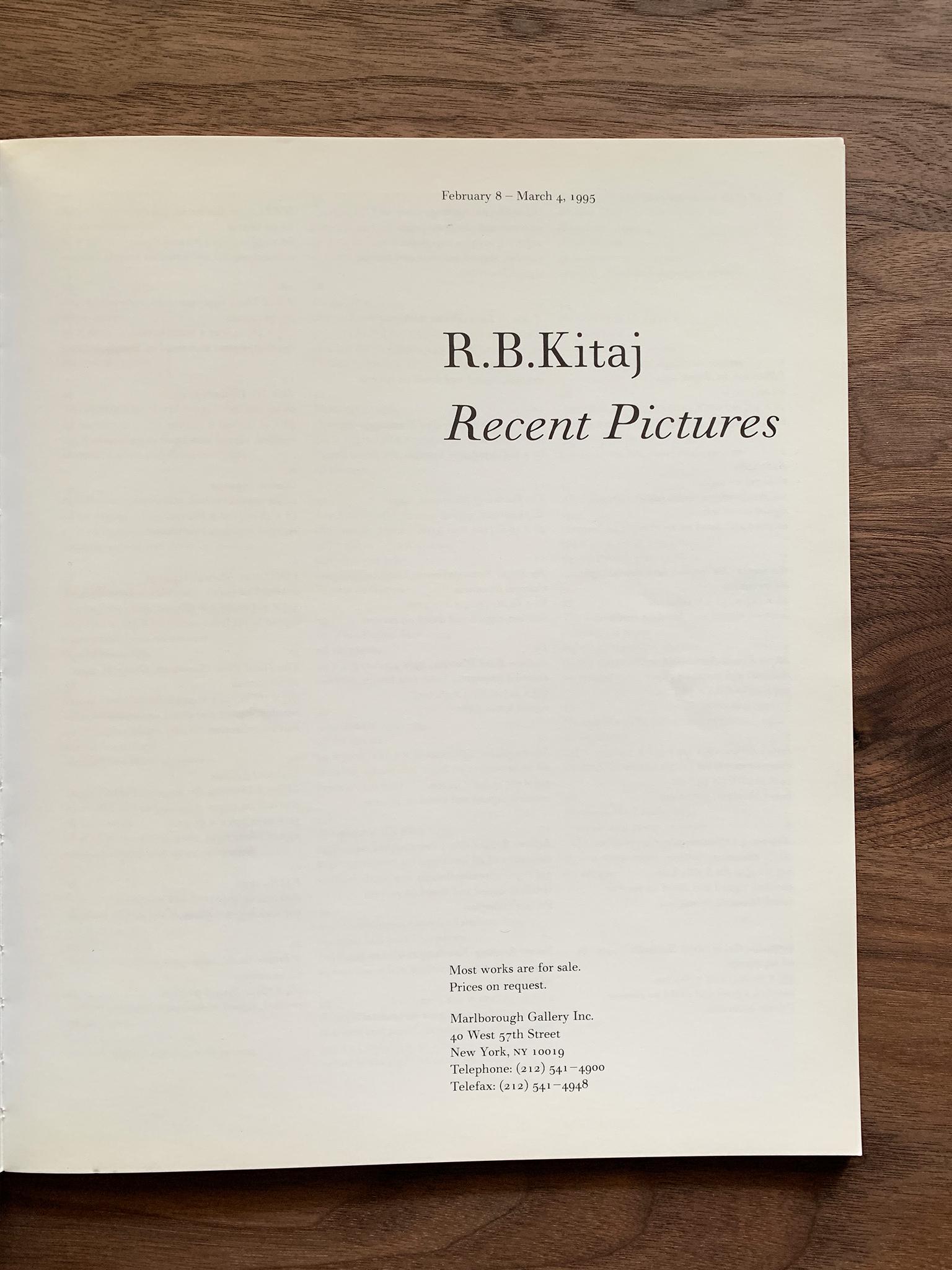 Late 20th Century R.B. Kitaj Exhibition Monograph For Sale