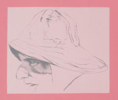 Cap'n A.B. Dick (B) Pale pink and raspberry sailor's portrait drawing R.B. Kitaj