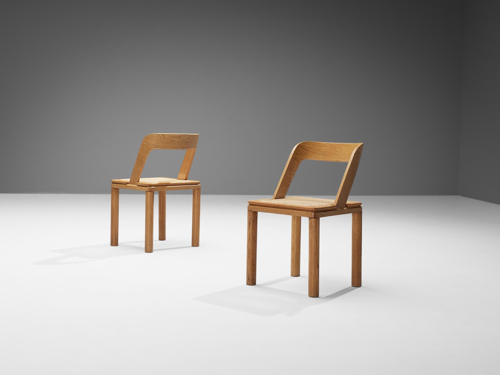 Italian RB Rossana Set of Six Dining Chairs in Cane and Ash For Sale