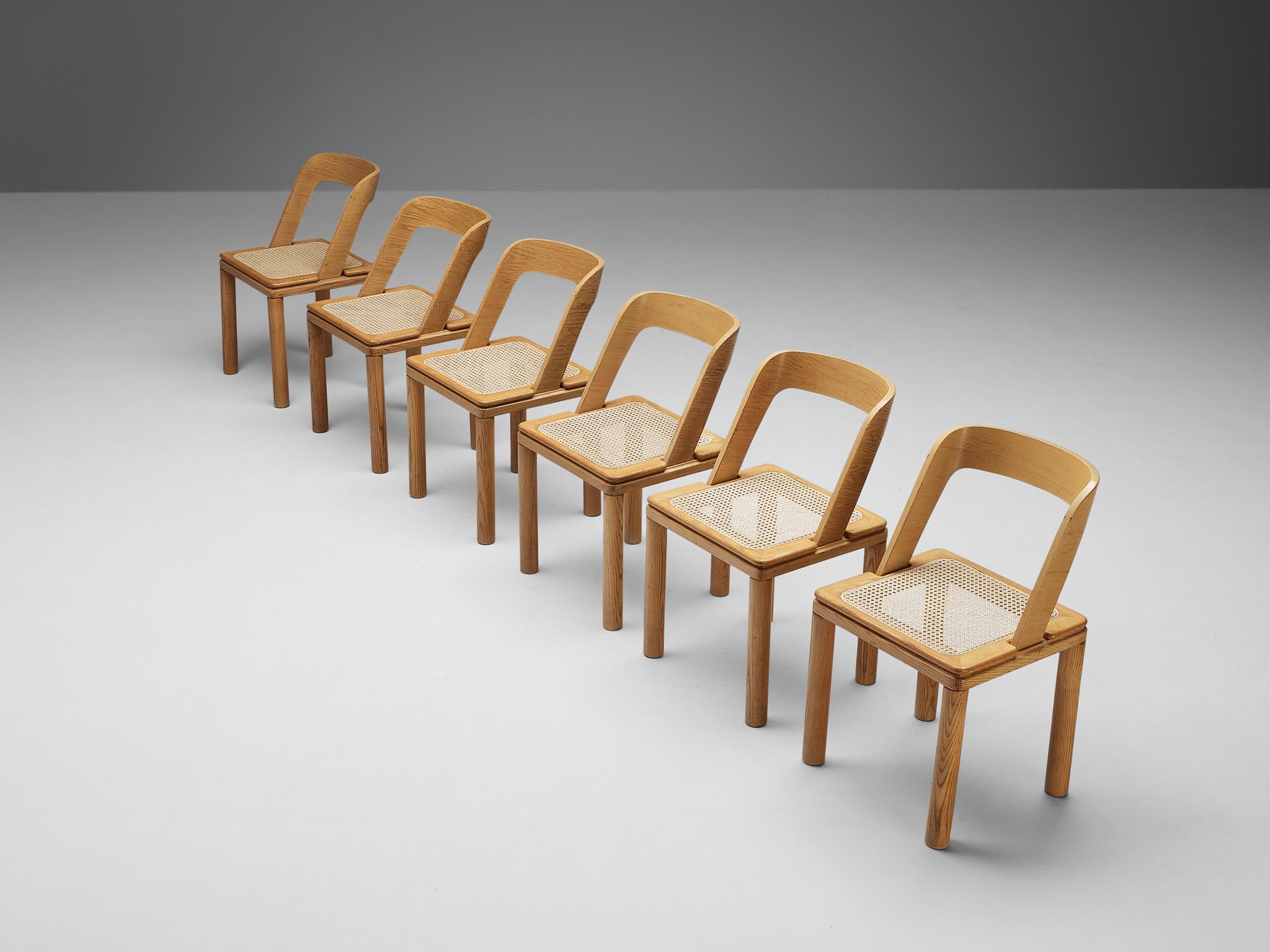 RB Rossana Set of Six Dining Chairs in Cane and Ash In Good Condition For Sale In Waalwijk, NL