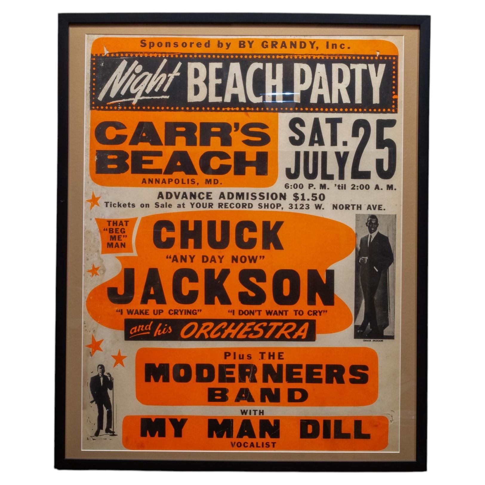 R&B Singer Chuck Jackson Jumbo Concert Poster, 1964 For Sale
