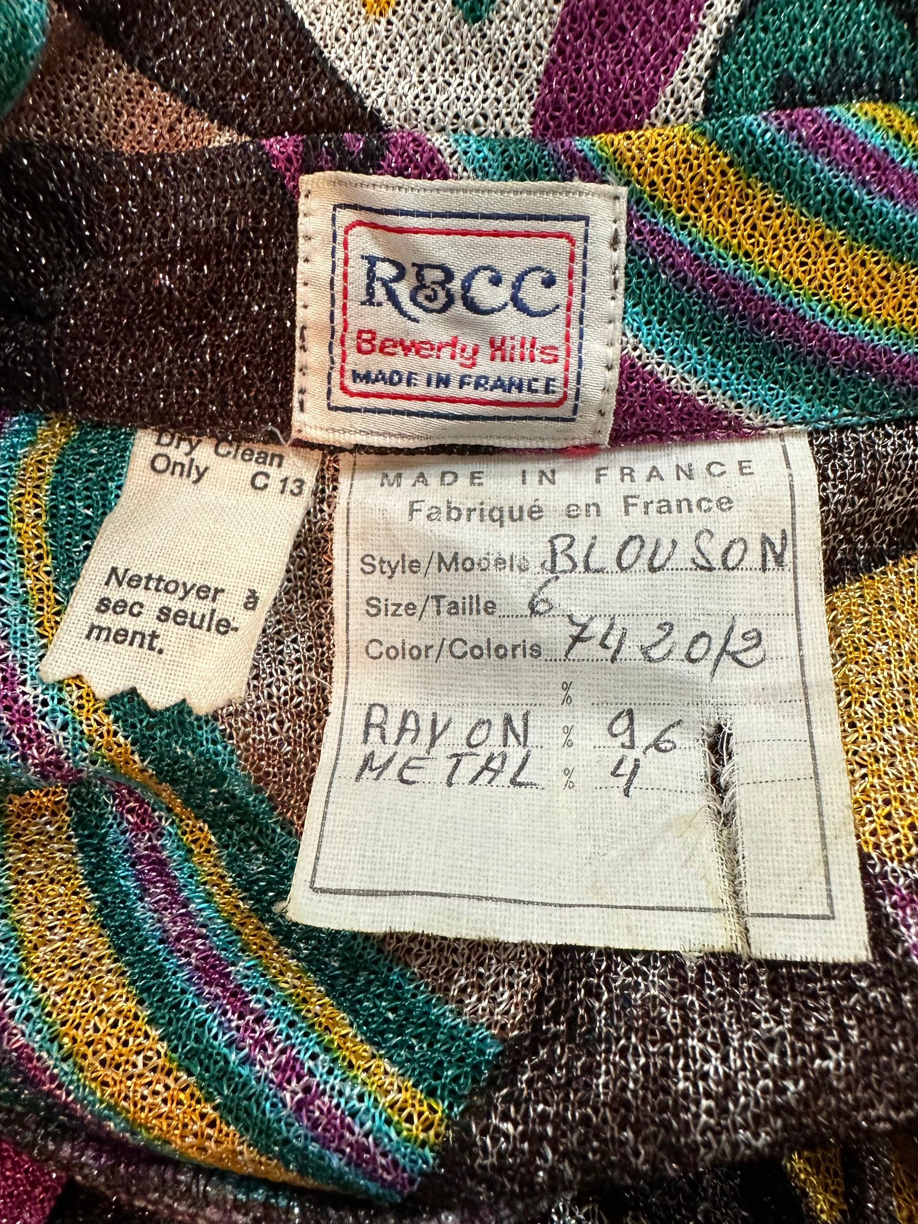 RBCC of Beverly Hills Lurex Glam Rainbow Dress & Jacket Ensemble, 1970s In Excellent Condition For Sale In Los Angeles, CA