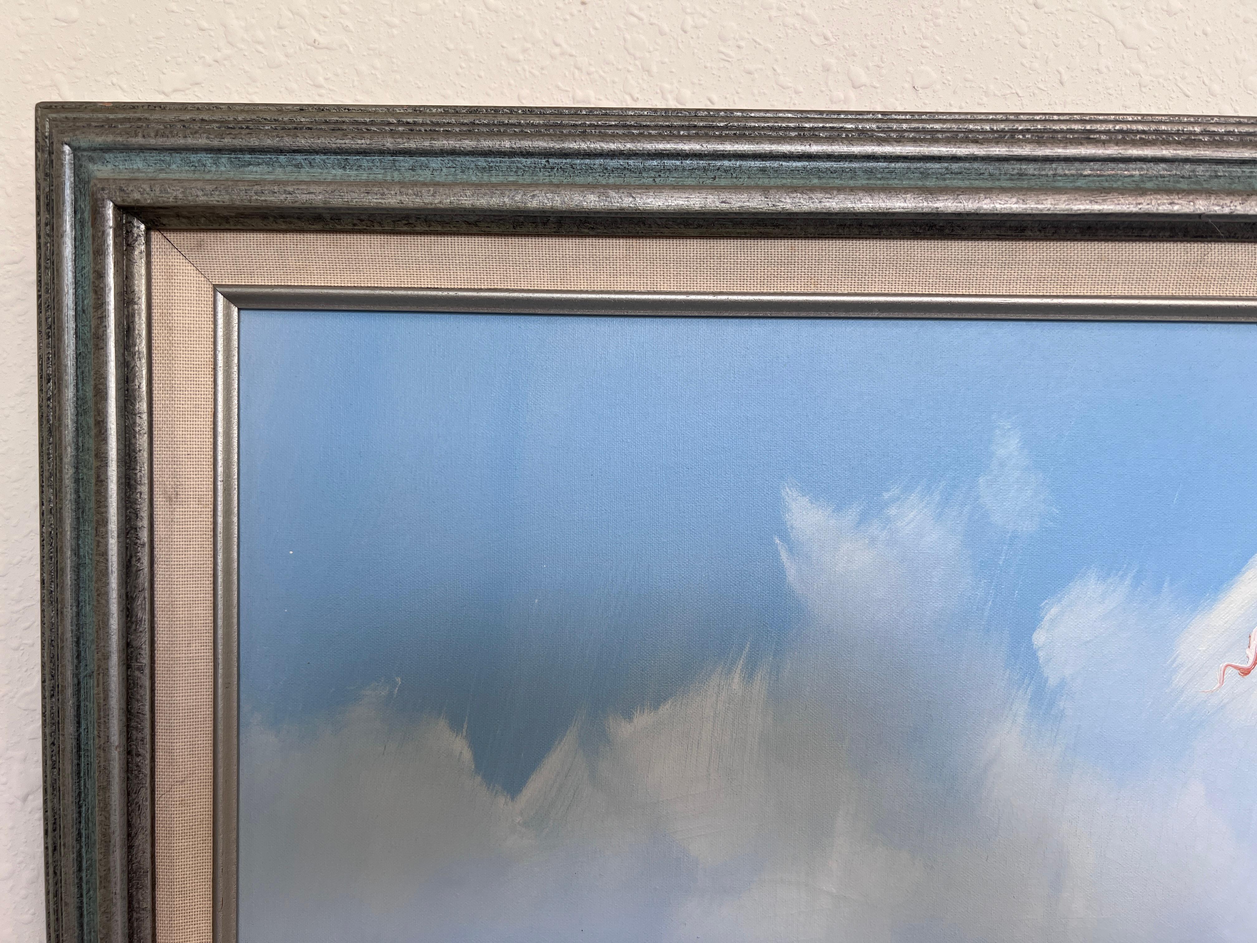 R.Boren Large Original Oil Painting on Canvas Sailing Ship Ocean Seascape Framed For Sale 4