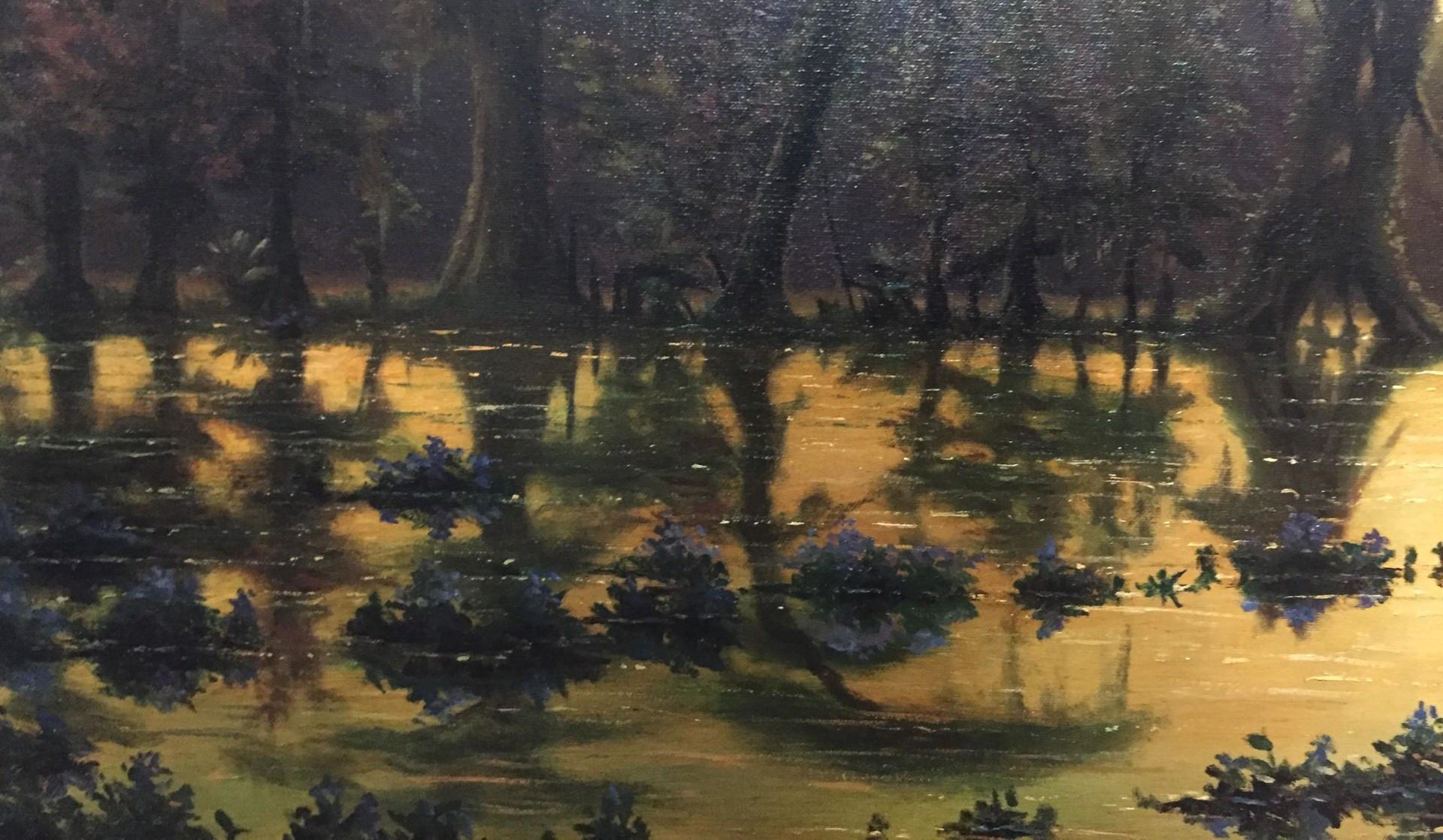 Louisiana Swamplands (peinture à l'huile contemporaine originale, encadrée) - Impressionnisme Painting par R.C. Davis