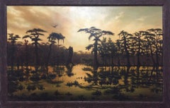 Pantanos de Luisiana (Pintura al óleo original contemporánea, enmarcada)
