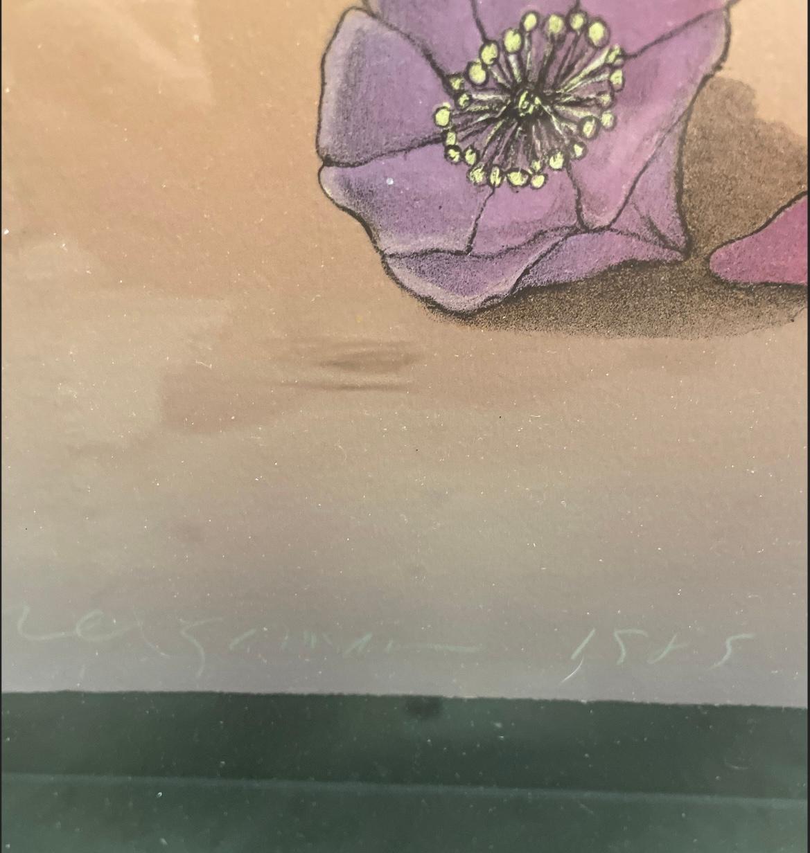 This is an RC Gorman “cactus flower” lithograph signed and numbered . In good condition. Frame has some tiny chips. Measures 49x42