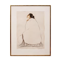 Modern Abstract Taos Pueblo Woman Figurative Minimalist Lithograph 68/80