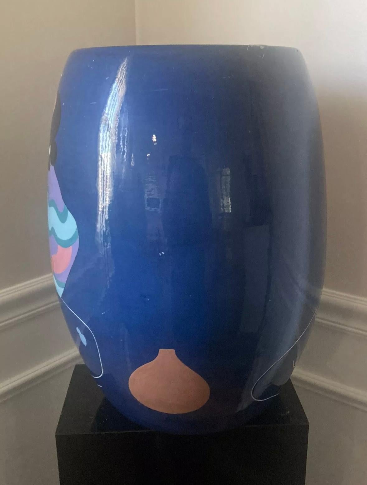 R.C. Gorman “Night Song, 1991” ceramic vase . In good condition some minor paint loss . measures 18x12