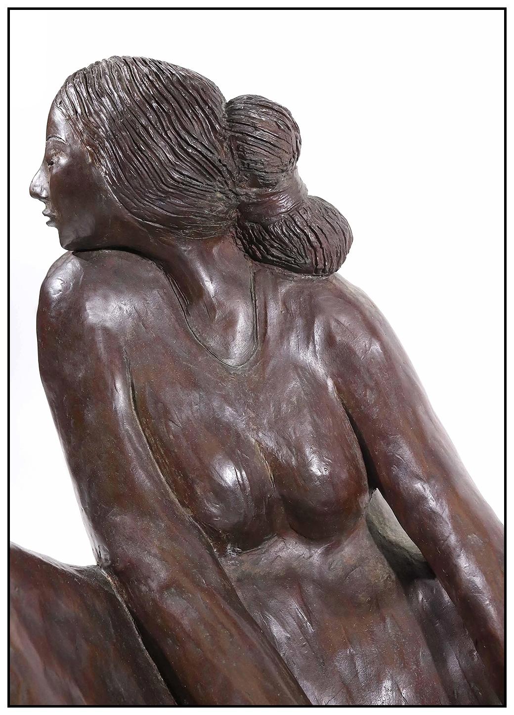 R.C. Gorman Original Bronze Sculpture Winona Female Figurative Large Signed Art 1
