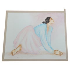 R.C. Gorman - Woman with Pink Skirt and Light Blue Blouse - 1983