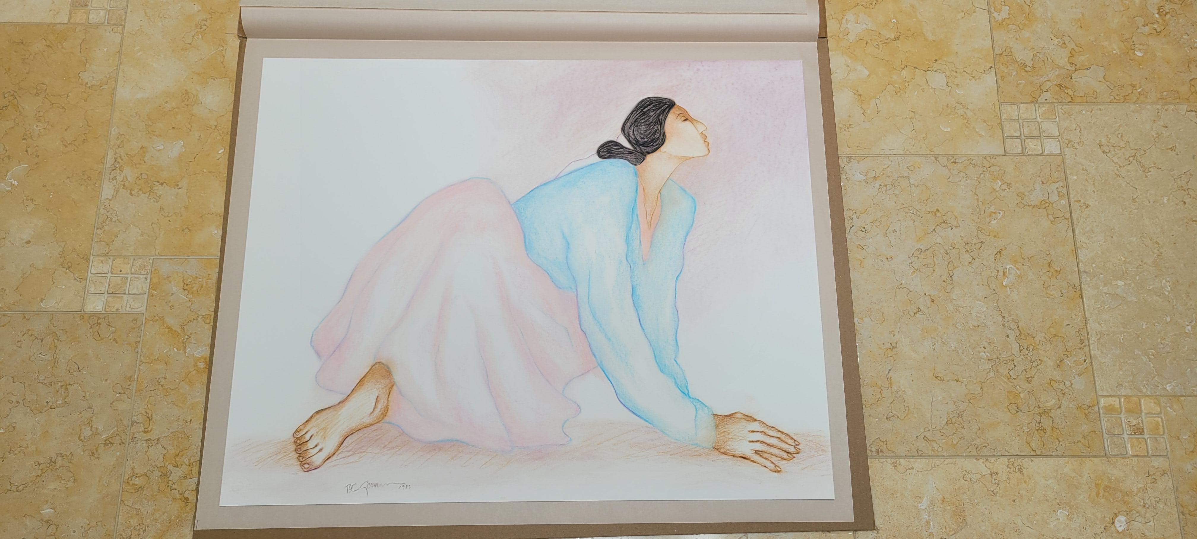 C. R. Gorman - Mujer con falda rosa y blusa azul claro - 1983 Estadounidense en venta