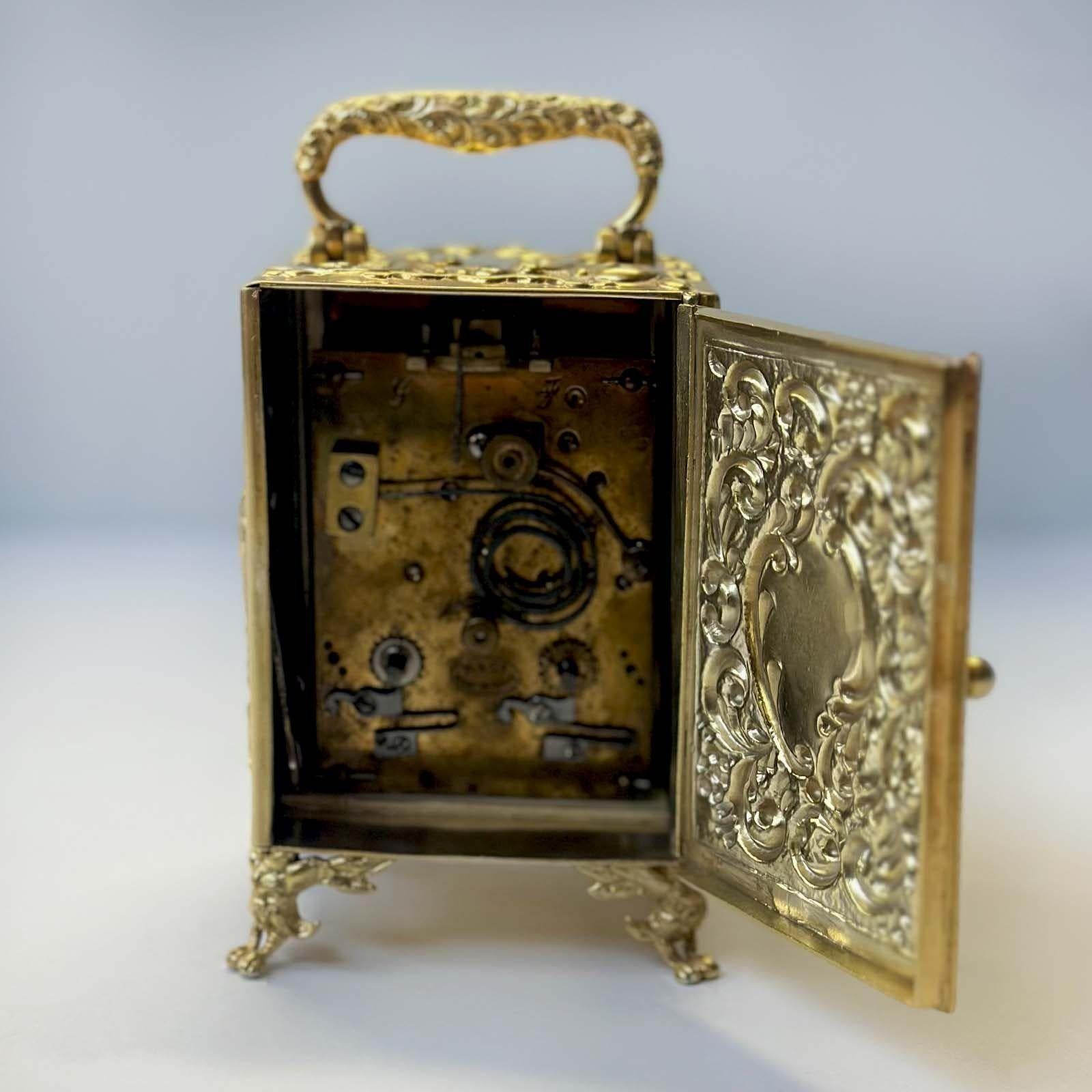 R&C Paris Brass Carriage Clock, c. 1900's For Sale 1