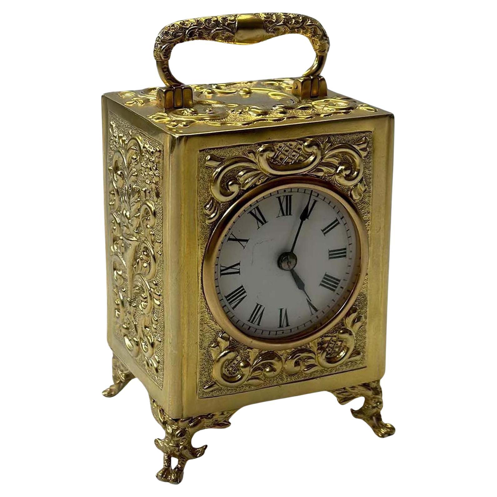 R&C Paris Brass Carriage Clock, c. 1900's For Sale