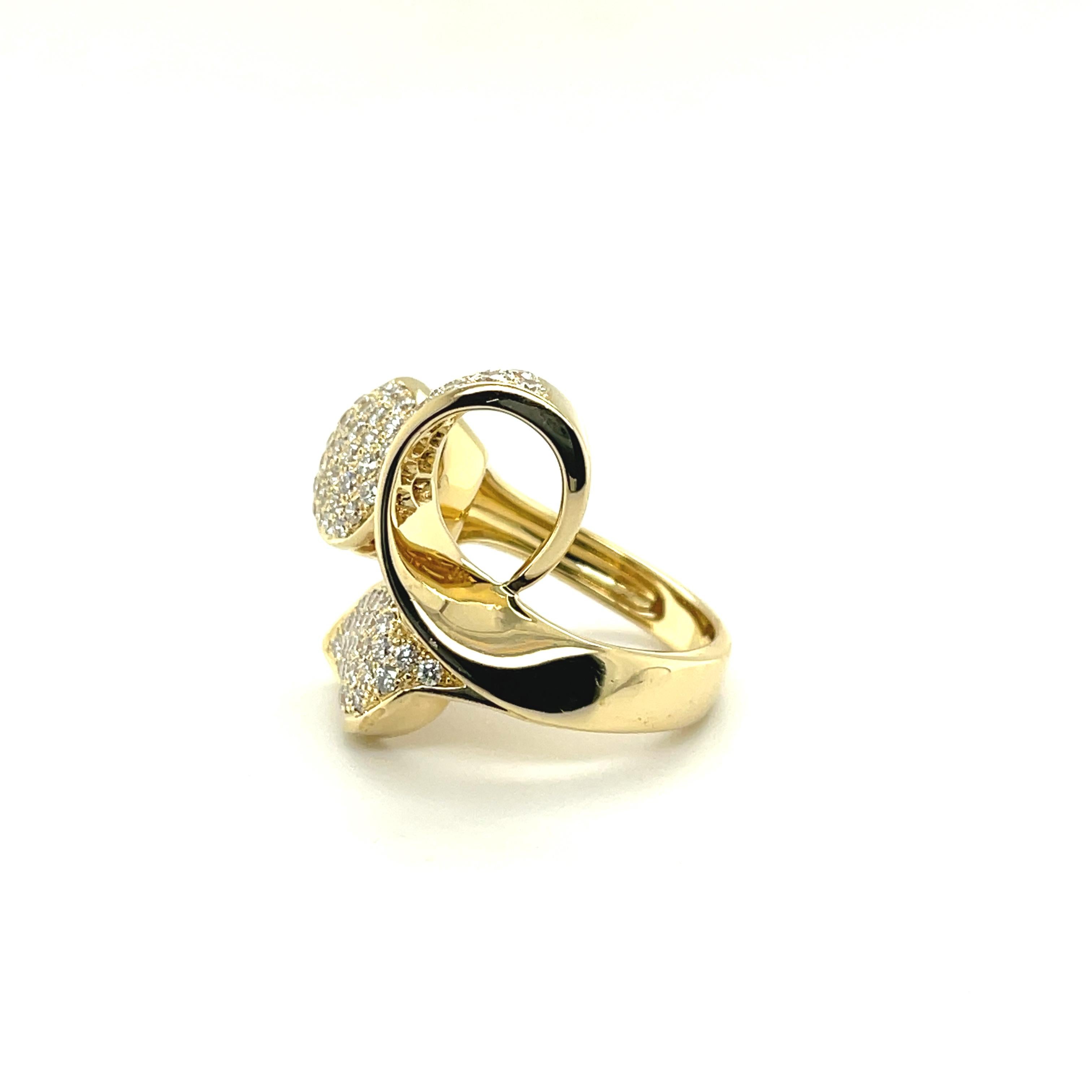 RC003 - 18K Yellow Gold Fancy Shapes Ring with Round Brilliant Diamonds For Sale 6