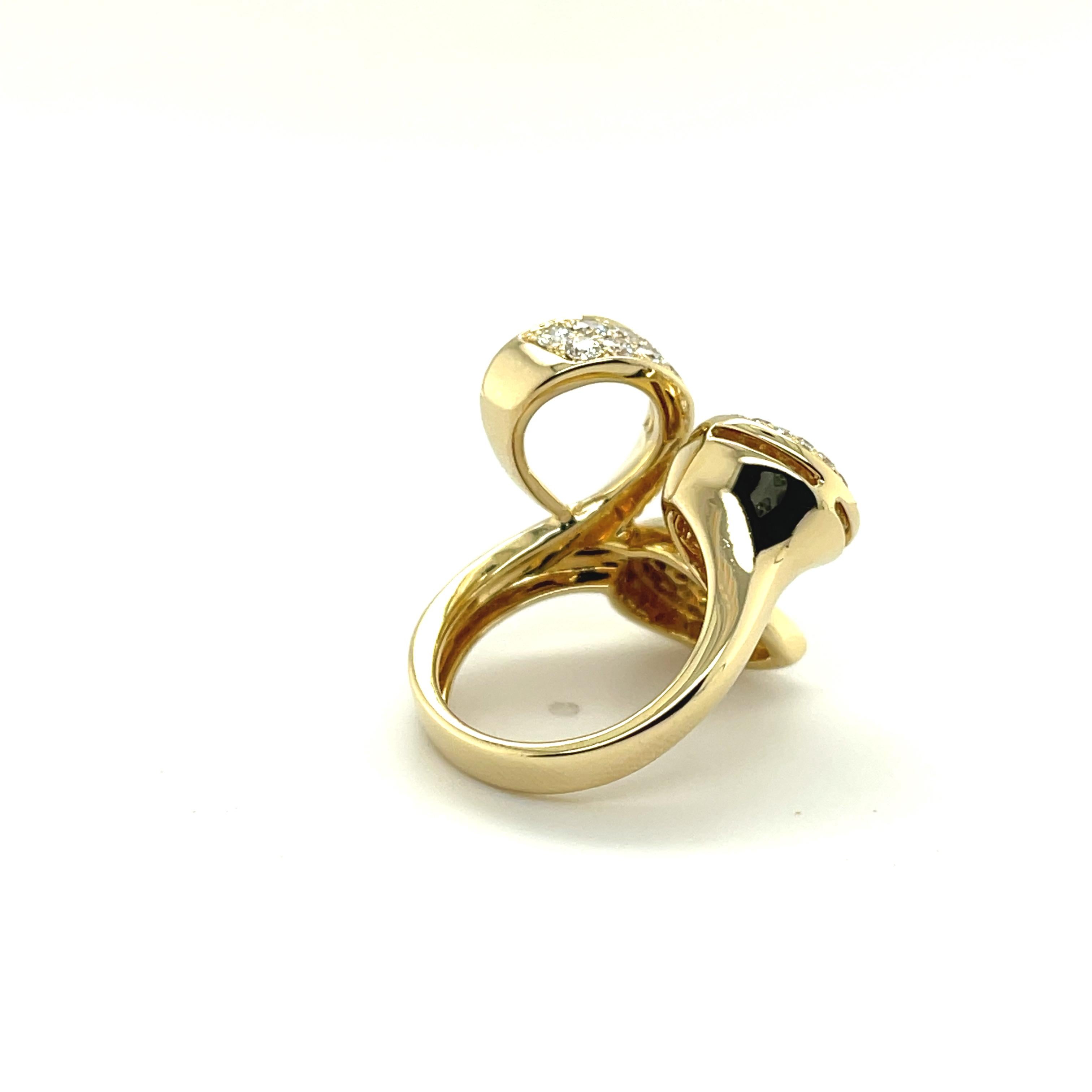 RC003 - 18K Yellow Gold Fancy Shapes Ring with Round Brilliant Diamonds For Sale 11