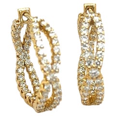 Boucles d'oreilles cerceau RC100 en or jaune 18 carats avec diamants