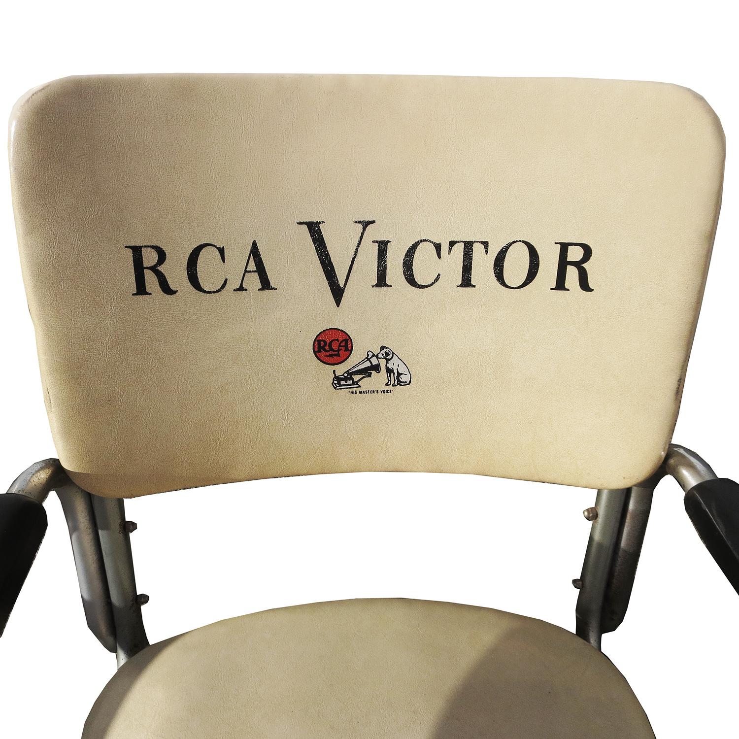 RCA, the Radio Corporation of America, was a powerhouse in the music, radio and television industry. There was hardly a home in America that didn't have a product made by the company. These advertising chairs were placed in the offices and recording