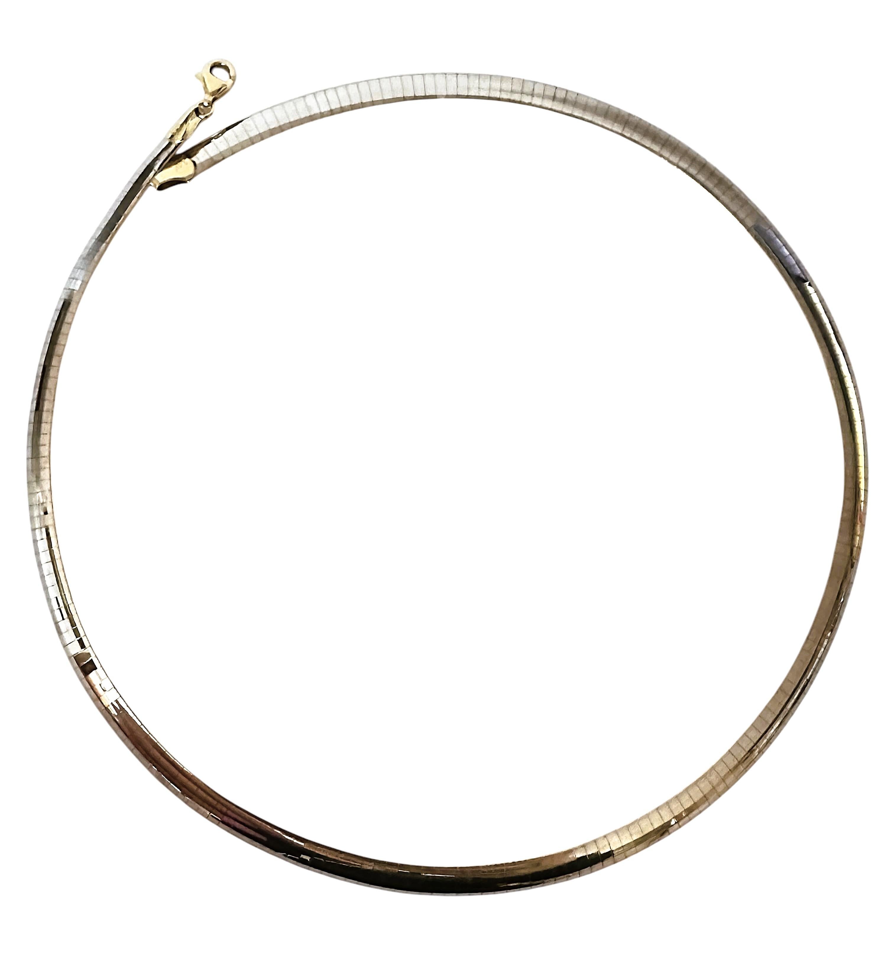 RCI 14K Yellow & White Gold Reversible Omega Necklace 30.85 grams 6.2 mm Wide 6