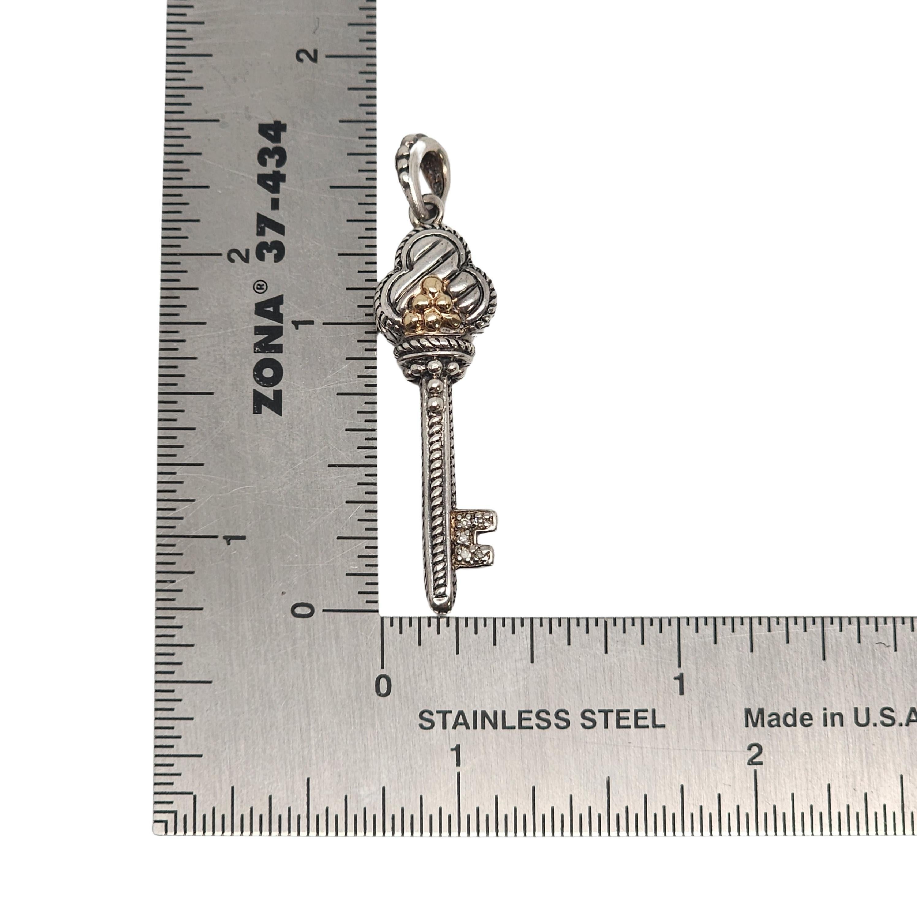 Women's RCI Sterling Silver 14K Diamonds Key Pendant #15129 For Sale