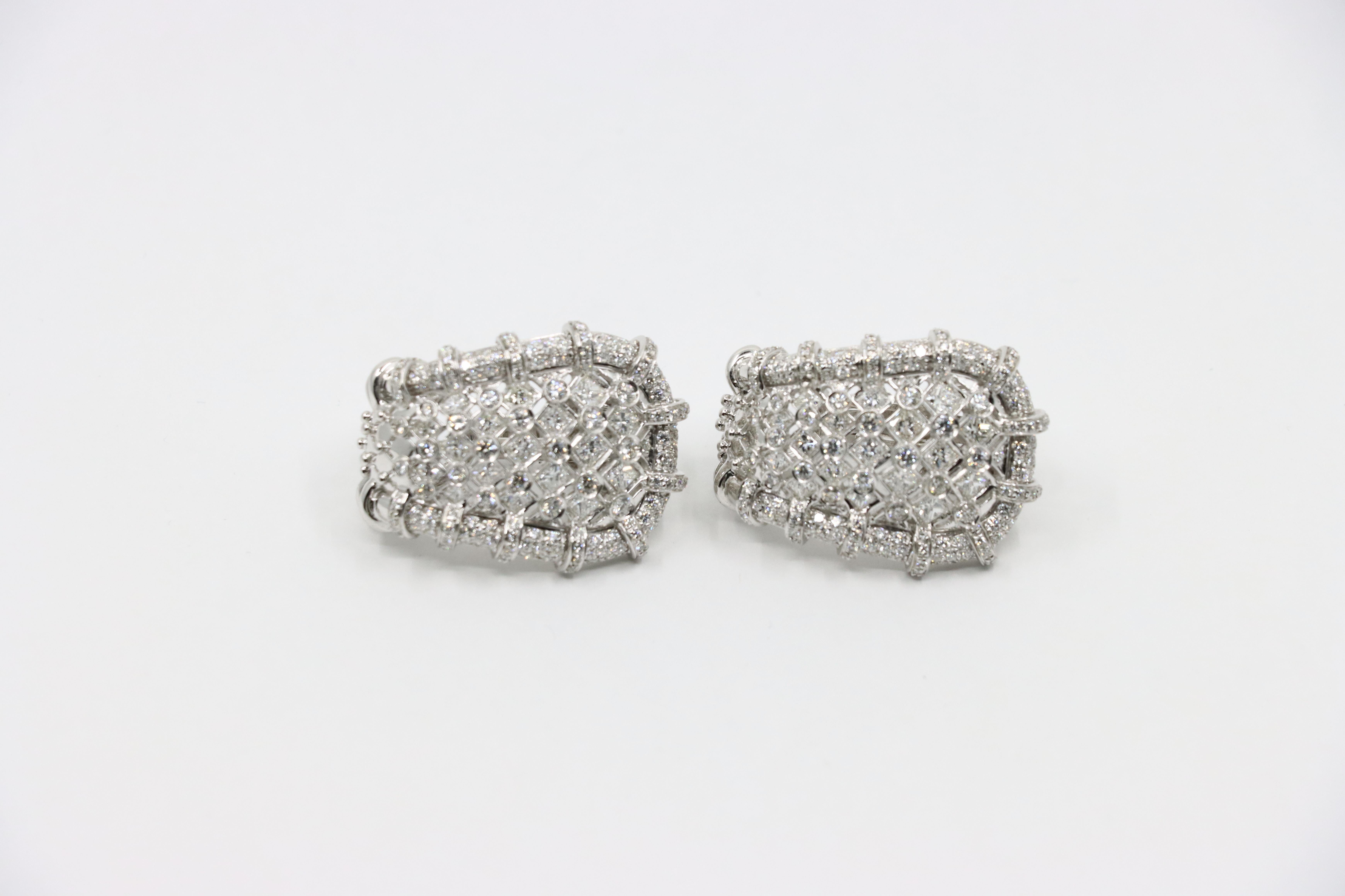 R.C.M Pendientes de Diamantes de Oro Blanco de 18 K Italiano en venta 5